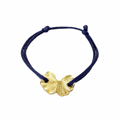 Bracelet avec cordon ajustable Gingko Laiton plaqué or - L'Indochineur