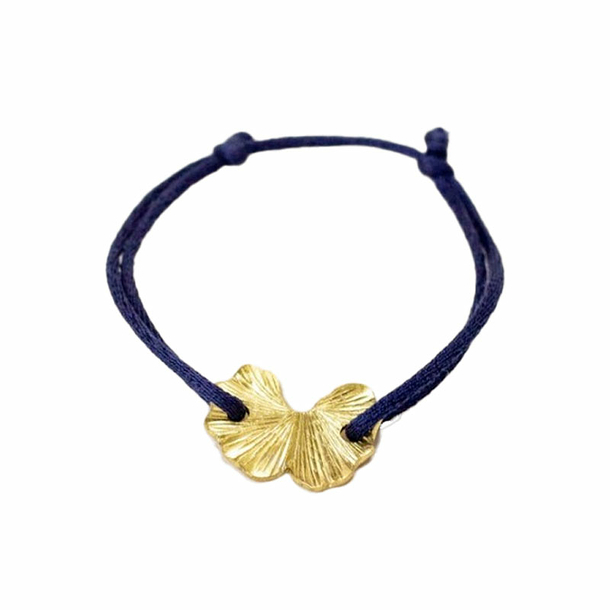 Bracelet avec cordon ajustable Gingko Laiton plaqué or - L'Indochineur