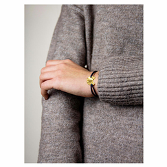 Bracelet avec cordon ajustable Gingko Laiton plaqué or - L'Indochineur