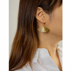 Earrings Gingko Brass with gold plated - L'Indochineur