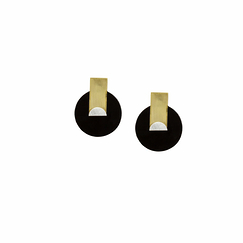 Boucles d'oreilles Art Déco en pierre et laque Disque - L'Indochineur