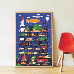Poster pédagogique + 44 stickers Vroum ! Les véhicules