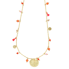 Collier à pampilles corail-rose Nymphéa - Les Cleias