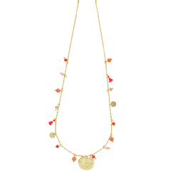 Necklace Waterlily with corral-pink pendants