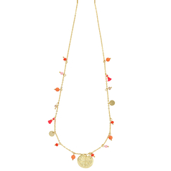 Collier à pampilles corail-rose Nymphéa - Les Cleias