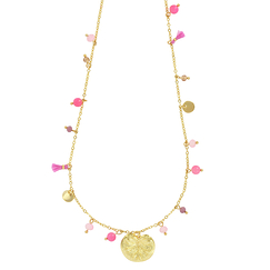 Necklace Waterlily with pink pendants