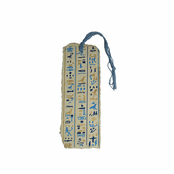 Bookmark in paper Blue and gold hieroglyphic