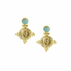 Boucles d'oreilles Pièce romaine - Turquoise - Ottoman Hands