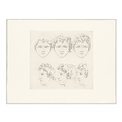 Engraving Six heads of Marcus Aurelius the Younger