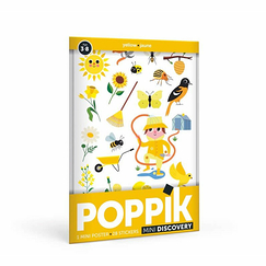 Mini Discovery Poster + 28 stickers The garden - Yellow - Poppik