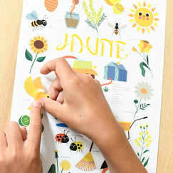 Mini Poster pédagogique Le jardin - Jaune + 28 stickers - Poppik