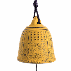 Cast Iron Bell Campana Feng Shui Furin Iwashu - Yellow