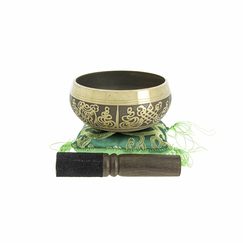 Tibetan Singing Bowl with Symbols - Black 10 cm