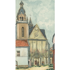 The church in Limours painted by Utrillo