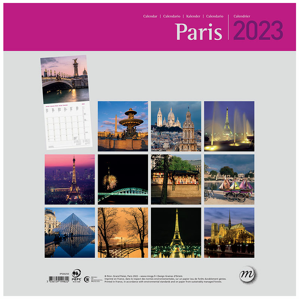 Paris Calendar 2023 2023 Large Calendar - Paris 30 X 30 Cm | Boutiques De Musées