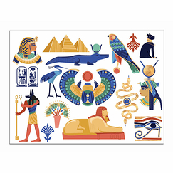 Planche de tatouages éphémères aux motifs égyptiens Mini Pharaon