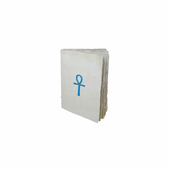Carnet en papier parchemin Croix de vie Ânkh turquoise A6