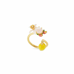 Lemon, flower and faceted glass adjustable ring - Les Néréides