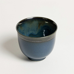 Sencha tea bowl in blue enamel