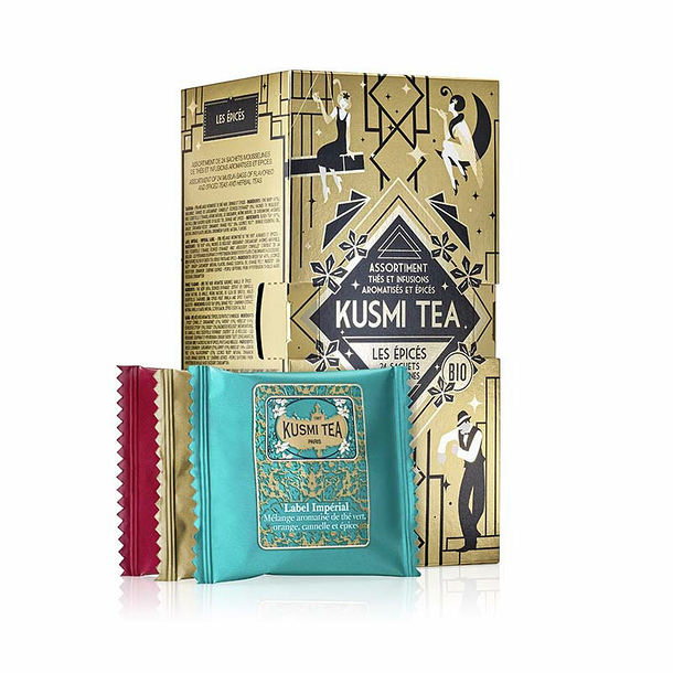 Assortment of 24 muslin bags of Flavored and spiced teas and herbal teas - Kusmi Tea