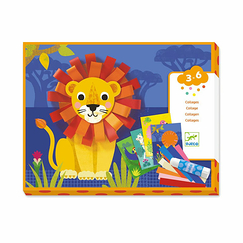 Coffret de collages Lion avec bouclettes - Djeco