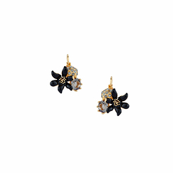 Clip-on Earrings Black Lily and crystal - Les Néréides