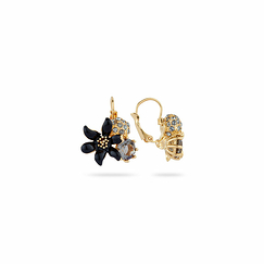 Clip-on Earrings Black Lily and crystal - Les Néréides