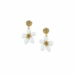Earrings Buttercup white and crystal - Les Néréides