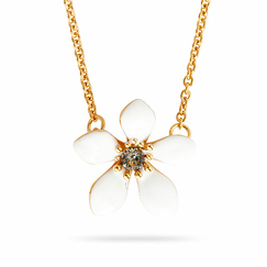 Pendant Necklace Buttercup white and crystal - Les Néréides