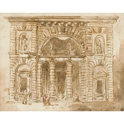 Façade de palais avec portail monumental