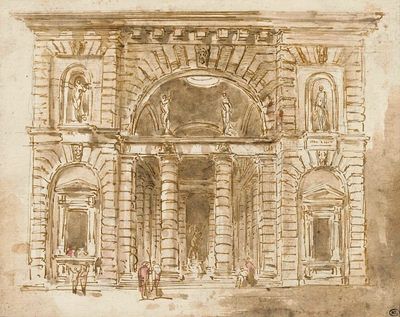 Palace facade with monumental portal