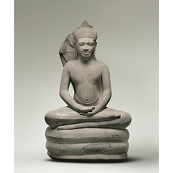 Bouddha en méditation sur le naga
