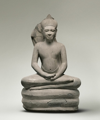 Bouddha en méditation sur le naga