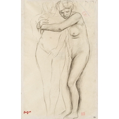 Femme nue, enlaçant une figure à sa droite, étude pour Scène de guerre au Moyen Âge, dit à tort Les Malheurs de la ville d'Orléans