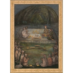 Les empereurs Akbar et Jahangir en compagnie de soufis et de yogis