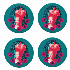 Set of 4 ceramic Coasters Marie-Antoinette Pop Blue Duck