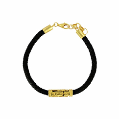 Leather Bracelet with gold cylinder seal