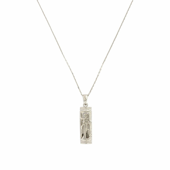 Pendant necklace with silver cylinder seal