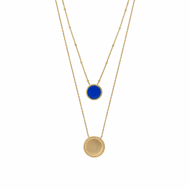 Double Necklace Hera Blue Enamel - Collection Constance