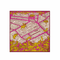 Silk Square Scarf - Turgot - Pink - 65 x 65 cm - Inoui Editions