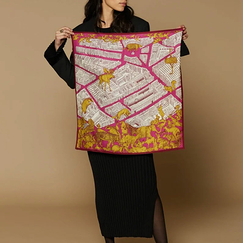 Silk Square Scarf - Turgot - Pink - 65 x 65 cm - Inoui Editions