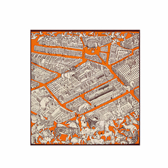 Carré en soie Turgot - Orange - 65 x 65 cm - Inoui Éditions