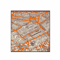 Silk Square Scarf - Turgot - Orange - 65 x 65 cm - Inoui Editions
