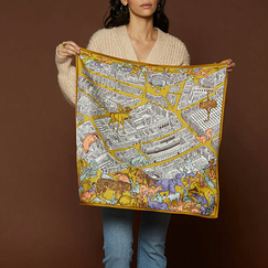 Silk Square Scarf - Turgot - Yellow - 65 x 65 cm - Inoui Editions