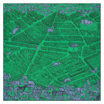 Carré en laine, soie et cachemire Turgot - Vert - 130 x 130 cm - Inoui Éditions