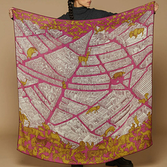Wool, Silk and Cashmere Square Scarf - Turgot - Pink - 130 x 130 cm - Inoui Editions