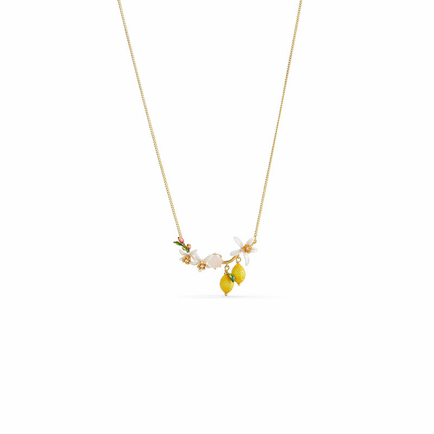 Lemons, flower buds and lemon blossom statement necklace - Les Néréides