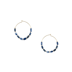 Boucles d'oreilles créoles antiques avec pierres bleues