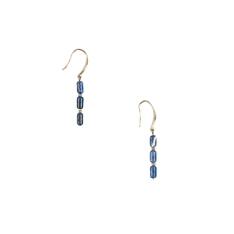 Boucles d'oreilles pendantes antiques avec pierres bleues