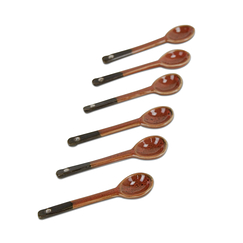 Set of 6 Hoa Bien ceramic spoons - Red